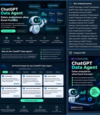 ChatGPT Data Agent Anleitung für Datenanalyse ohne Excel-Formeln mit 20 Prompts und KPI-Dashboards
